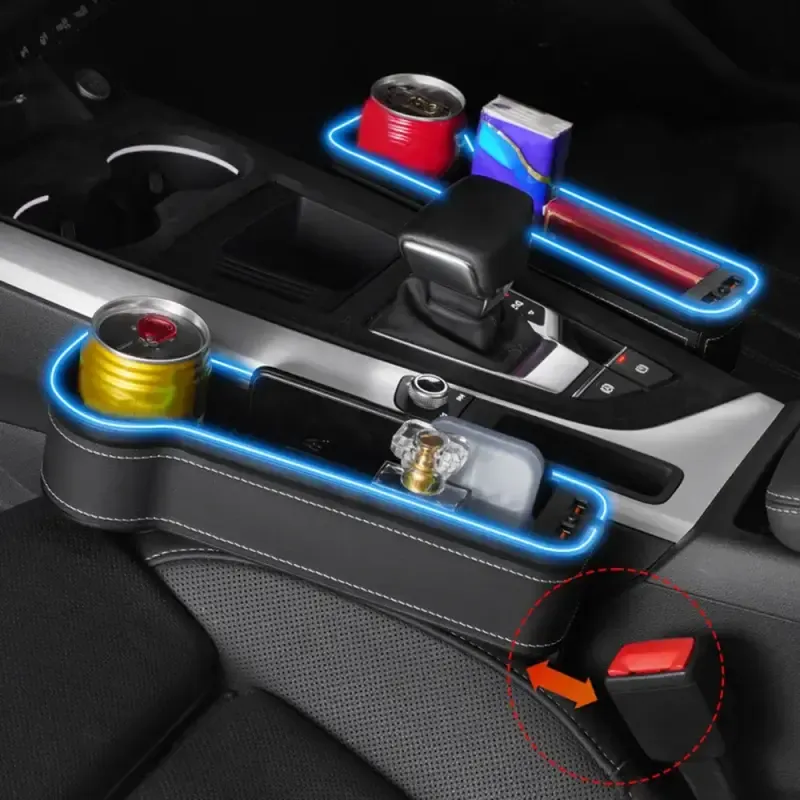 Colorful LED Car Seat Gap Storage Pocket