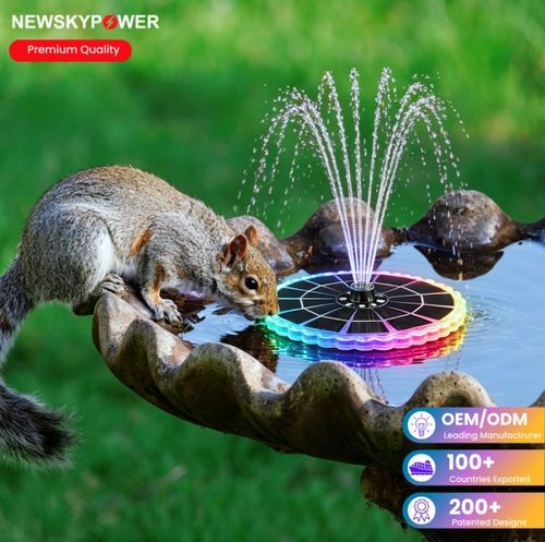 Solar-powered fountain LED lights