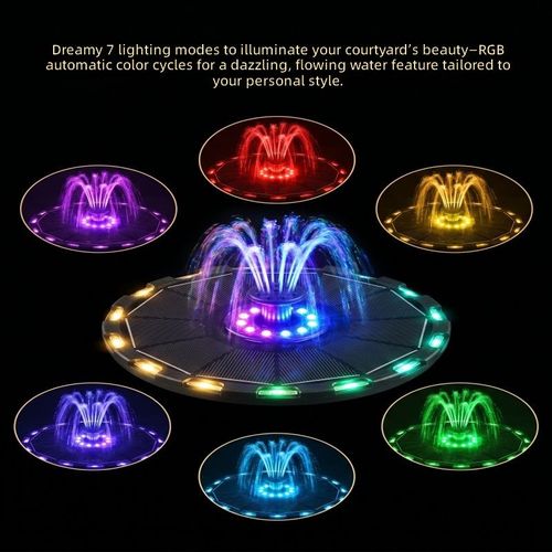 Solar-powered fountain LED lights