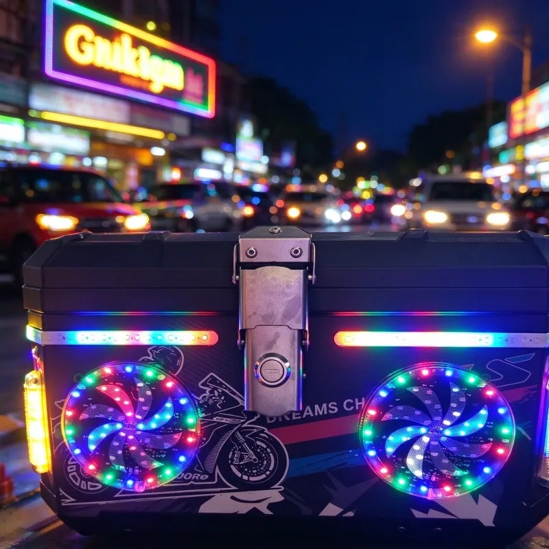 Motorcycle top case with built-in Bluetooth speaker