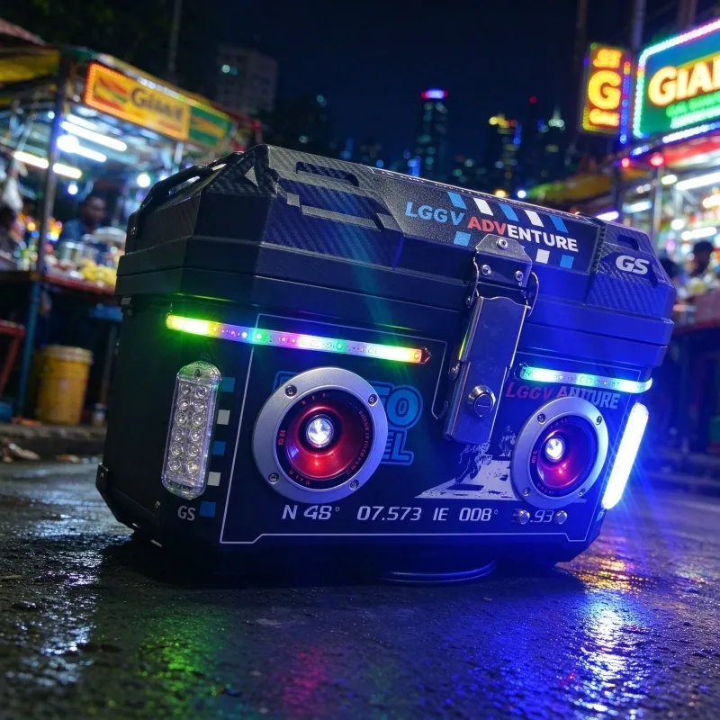 Motorcycle top case with built-in Bluetooth speaker