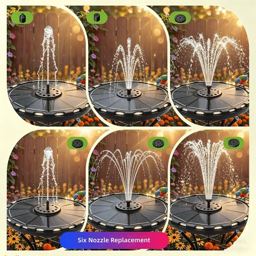 Solar-powered fountain LED lights