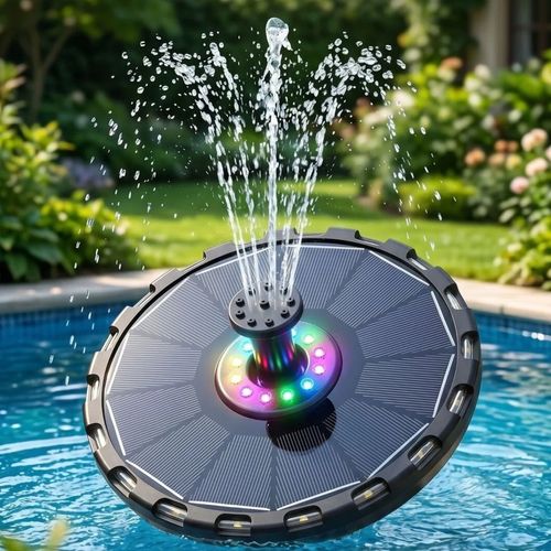 Solar-powered fountain LED lights