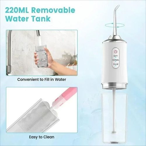 Portable Electric Oral Irrigator 4 Jet Tips 220ml Tank 3 Modes IPX7 Waterproof