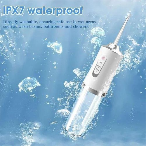 Portable Electric Oral Irrigator 4 Jet Tips 220ml Tank 3 Modes IPX7 Waterproof