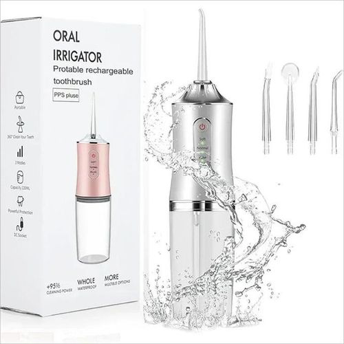 Portable Electric Oral Irrigator 4 Jet Tips 220ml Tank 3 Modes IPX7 Waterproof