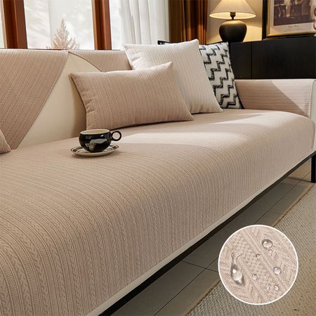 Minimalist Waterproof Wheat Stripe Design Chenille Couch Cover