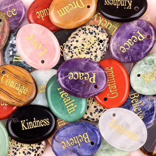 High Quality Gemstone Worry Stone Positive Words for Treatment Decompression Stone Gift for Family Friends New Crafted Product