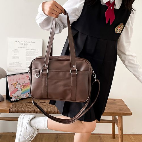 Kawaii Japanese Harajuku School Style JK Uniform PU Women's Bag  Waterproof Crossbody Handheld Shoulder Bag for Students, Daily Commute   Cosplay (White Black Brown)