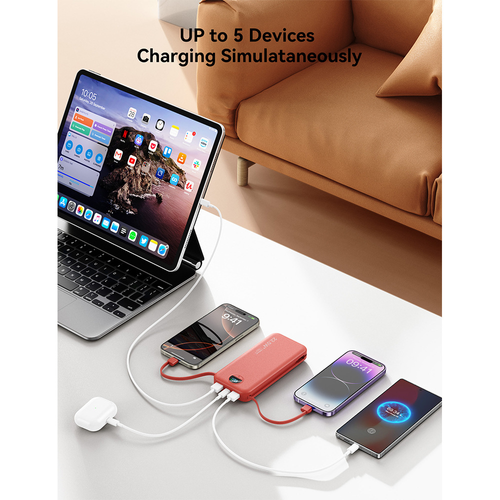 3-in-1 AC Plug Power Bank - Built-in Cables Fast Charging