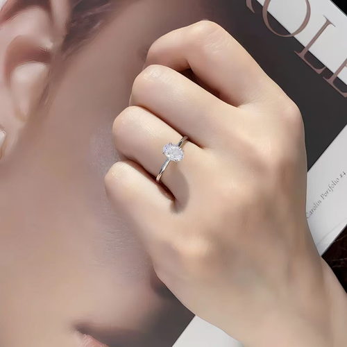 Hot Selling Custom IGI Certified VVS Lab Grown Diamond Ring - Gold Plated Ultra Sparkle Oval Cut Womens High-End Jewelry