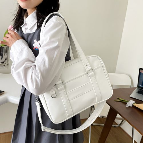 Kawaii Japanese Harajuku School Style JK Uniform PU Women's Bag  Waterproof Crossbody Handheld Shoulder Bag for Students, Daily Commute   Cosplay (White Black Brown)