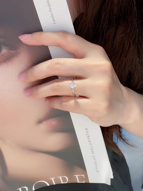 Hot Selling Custom IGI Certified VVS Lab Grown Diamond Ring - Gold Plated Ultra Sparkle Oval Cut Womens High-End Jewelry