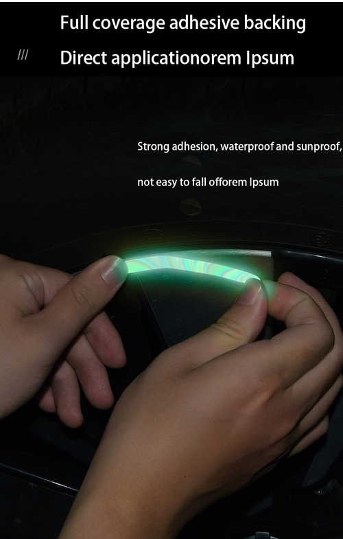 Car Wheel HUB Reflective Strip, Car Reflective Colorful Laser Wheel HUB Tire Anti-collision Stickers, Luminous Reflective Strip for Car Motorcycle Bike