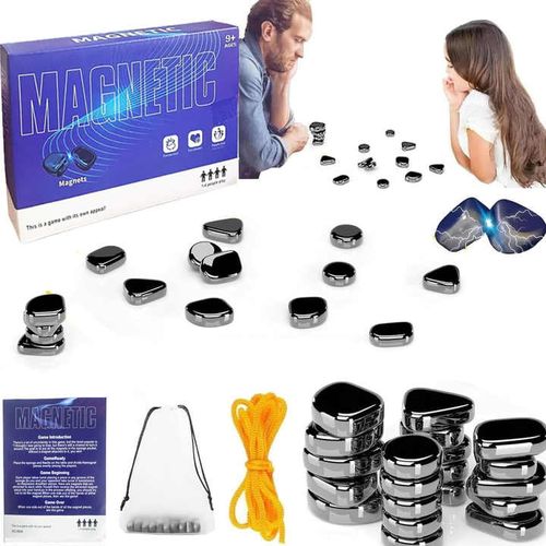 Magnet Chess Game with Tray,Strategy Battle Magnetic Chess Game for Children Adults Family Party Fun Puzzle with 20 Stone Rope