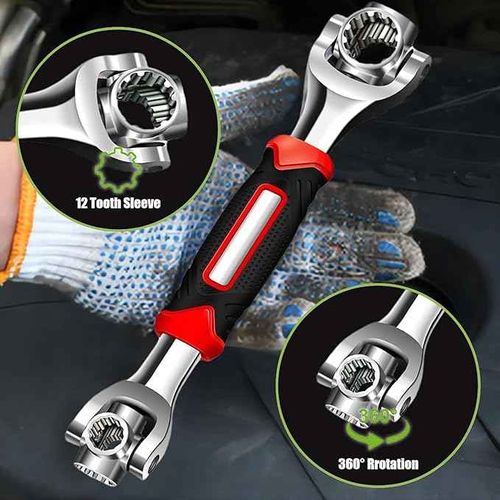 52 1 Socket Steel Wrench 360 Degree Rotating Head Universal Rubber Handle Multi-Function Tool for Home Bicycle OEM Box