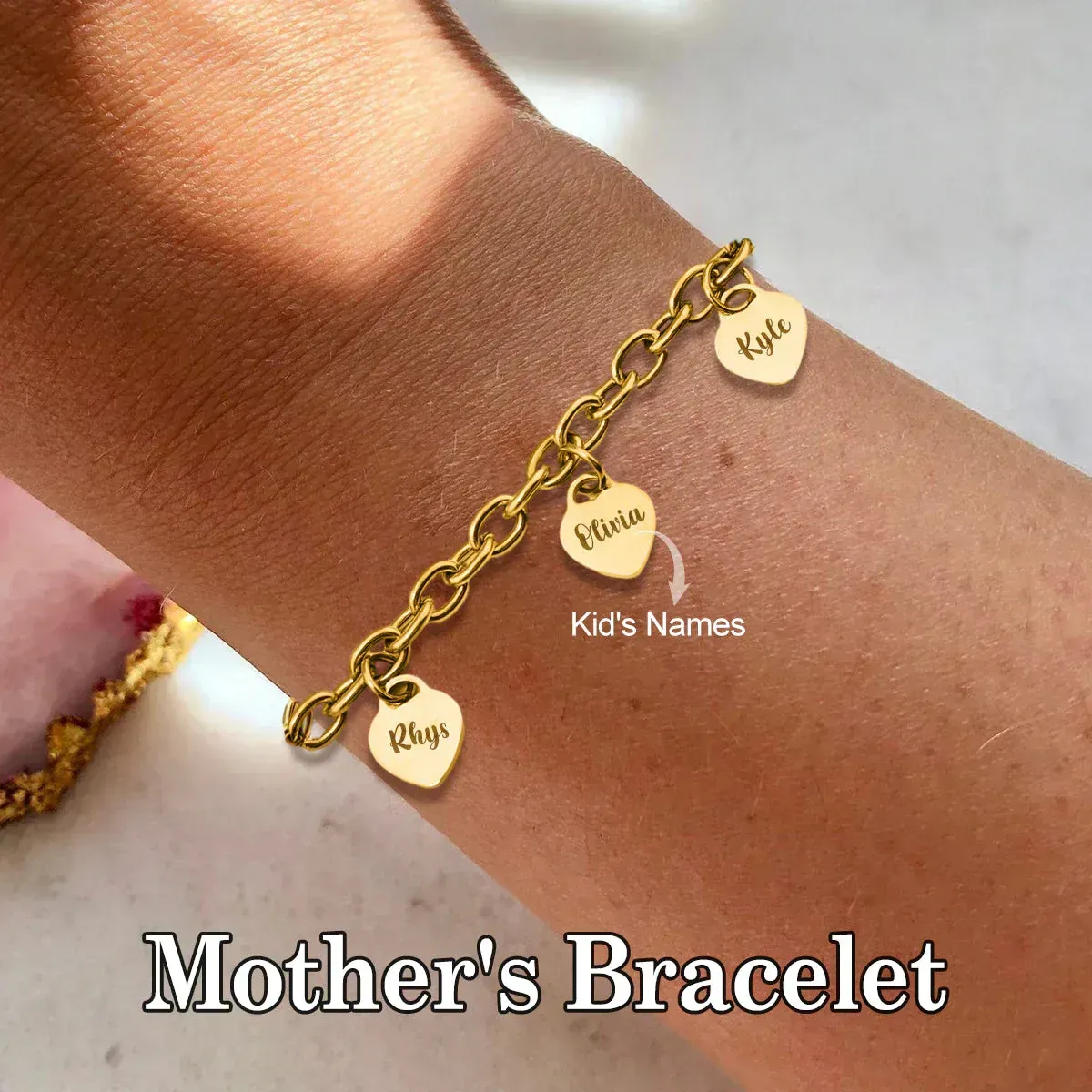 Custom Bracelet with Multiple Names Heart Bracelet