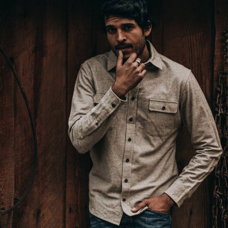 Vwsao Yosemite Shirt in Oat Donegal