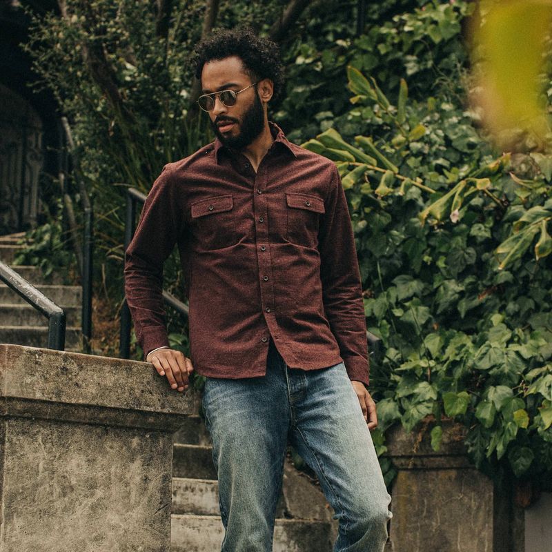 Vwsao Yosemite Shirt in Nutmeg Donegal