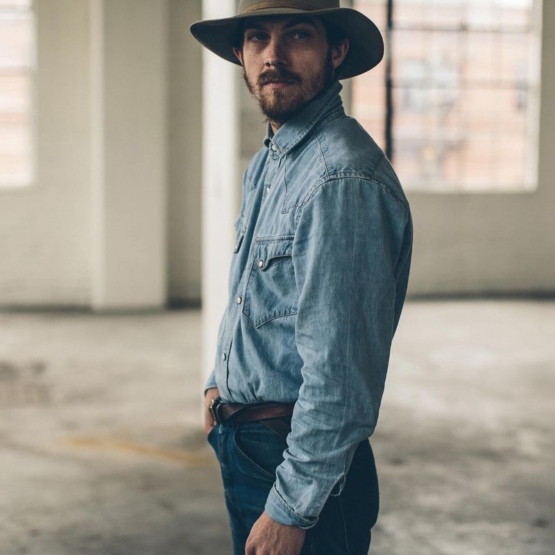 Vwsao Western Shirt in Washed Indigo