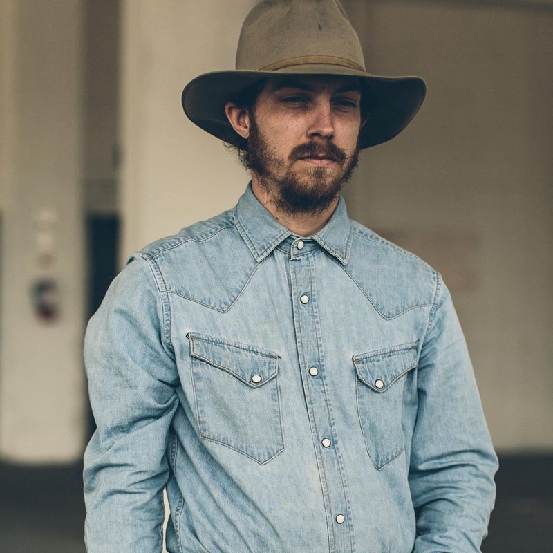 Vwsao Western Shirt in Washed Indigo