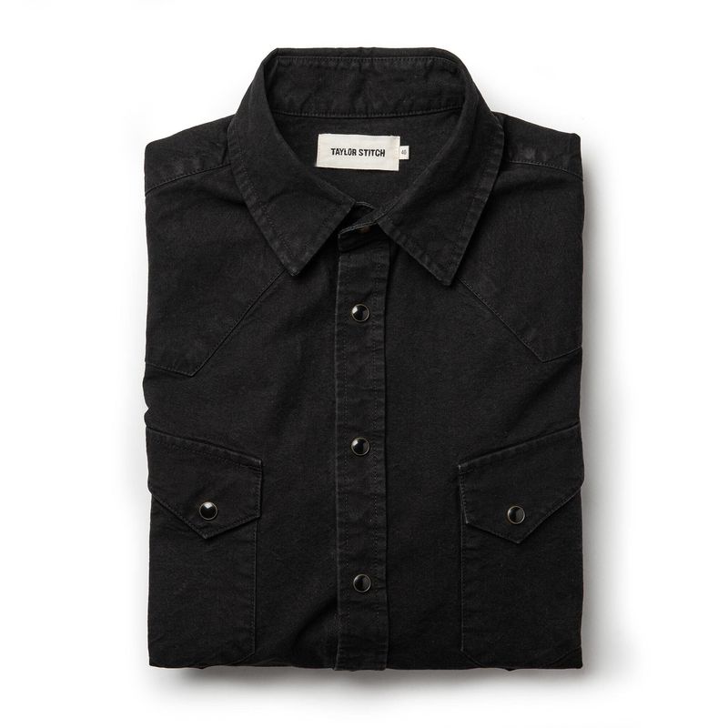 Vwsao Western Shirt in Washed Black Selvage Chambray