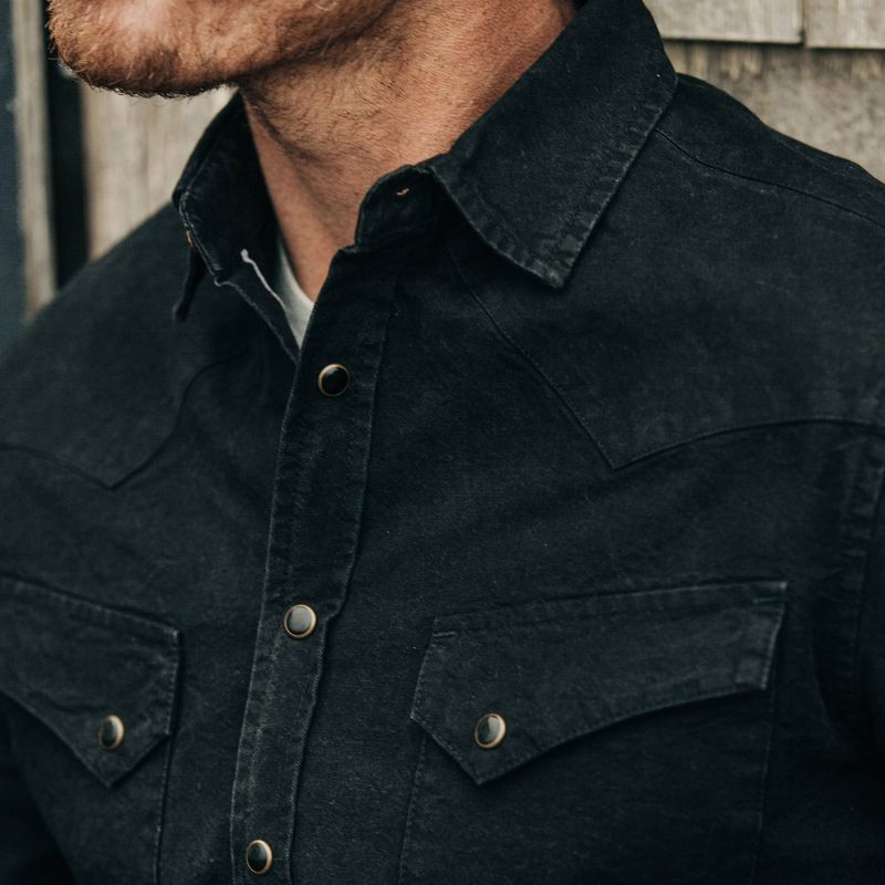 Vwsao Western Shirt in Washed Black Selvage Chambray
