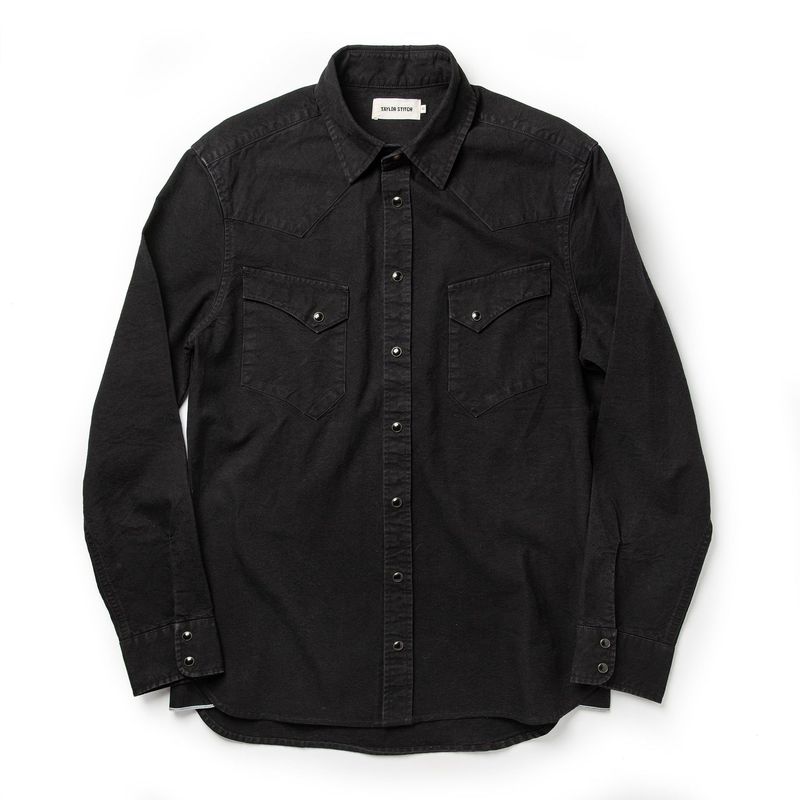 Vwsao Western Shirt in Washed Black Selvage Chambray