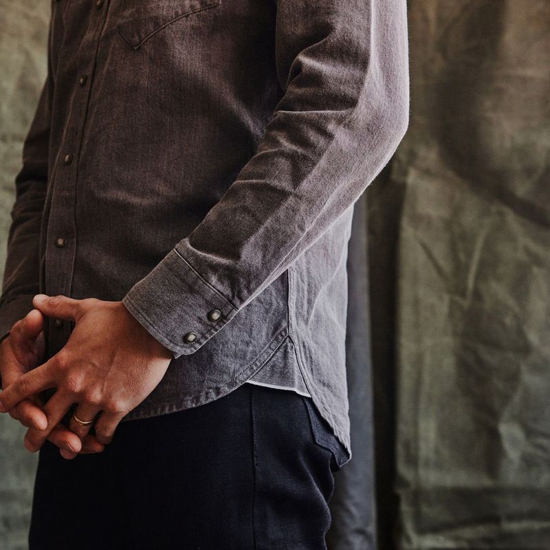 Vwsao Western Shirt in Soil Pigment Selvage Denim