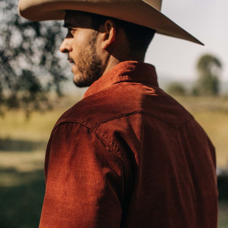 Vwsao Western Shirt in Rust Pincord