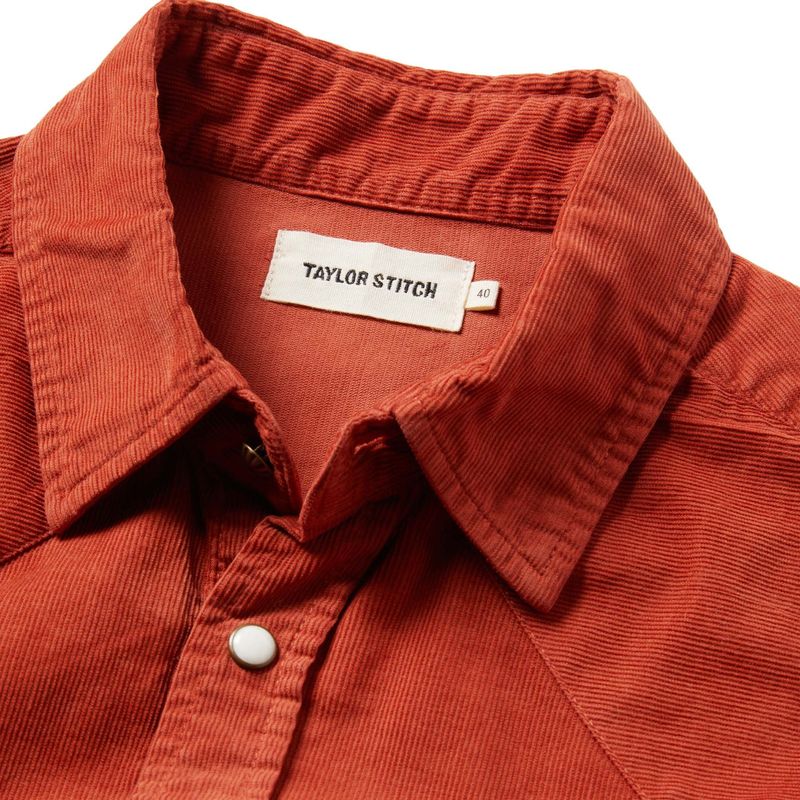 Vwsao Western Shirt in Rust Pincord