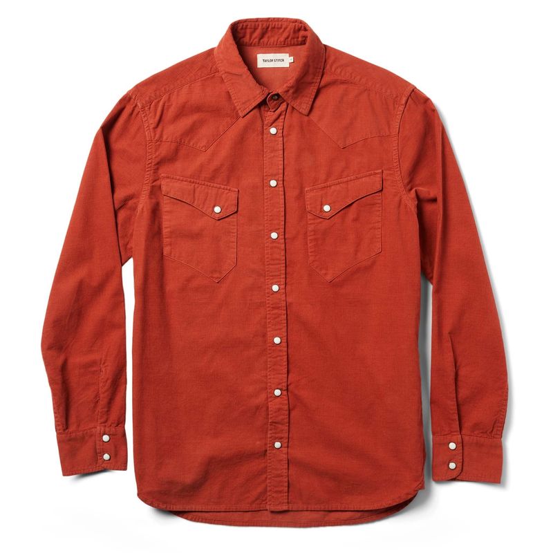 Vwsao Western Shirt in Rust Pincord