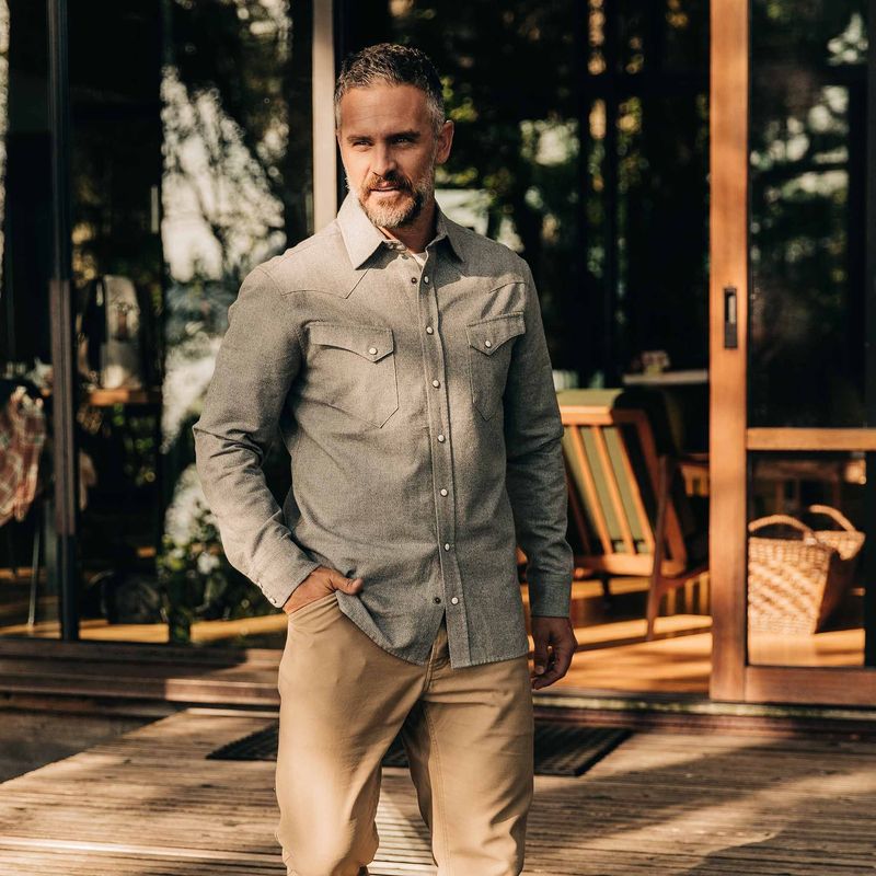 Vwsao Western Shirt in Olive Melange