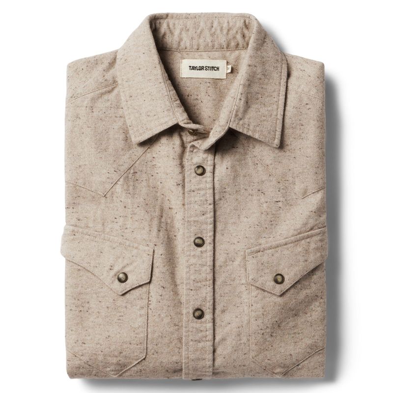 Vwsao Western Shirt in Oat Donegal