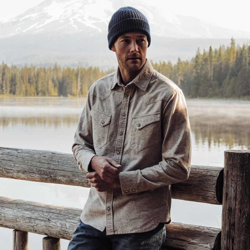 Vwsao Western Shirt in Oat Donegal