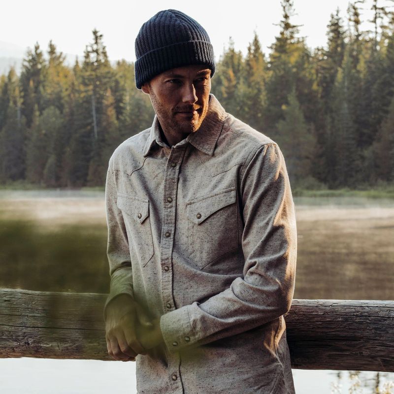 Vwsao Western Shirt in Oat Donegal