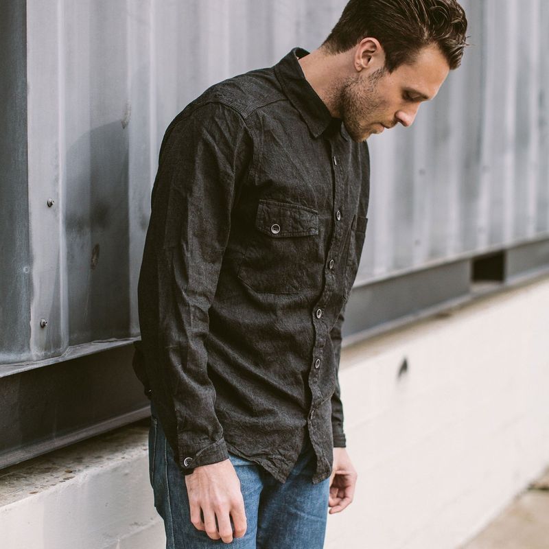 Vwsao Utility Shirt in Yoshiwa Black Selvage