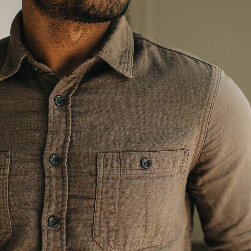 Vwsao Utility Shirt in Walnut Double Cloth