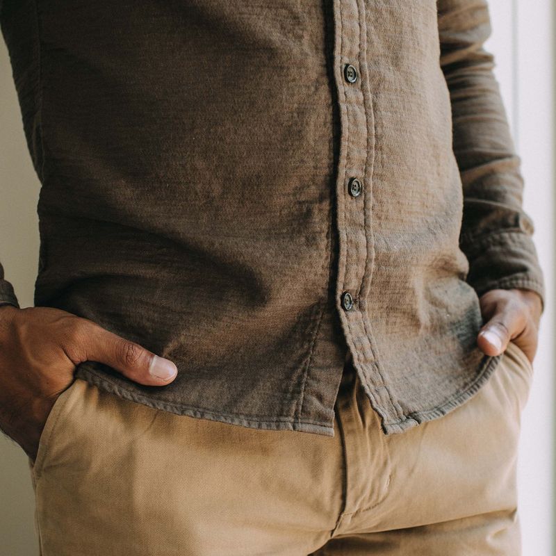 Vwsao Utility Shirt in Walnut Double Cloth