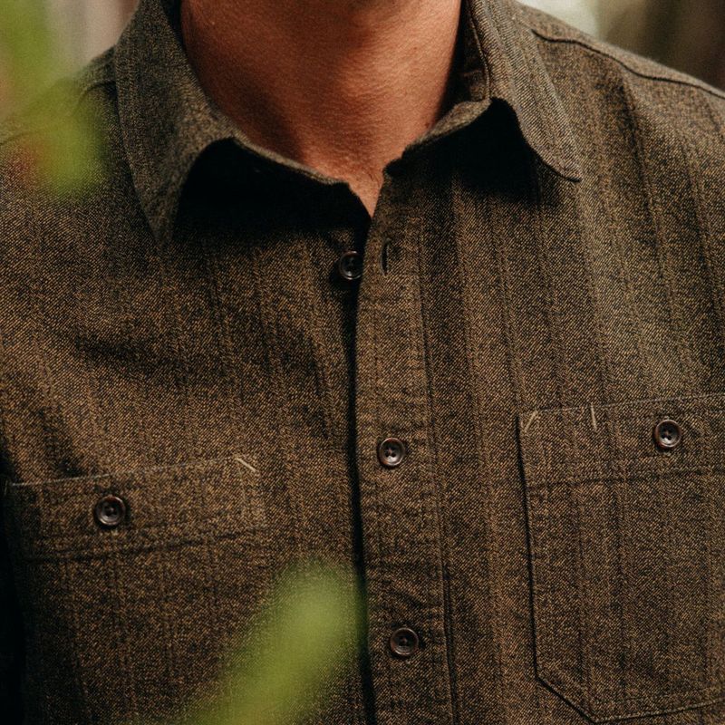 Vwsao Utility Shirt in Tarnished Brass Herringbone