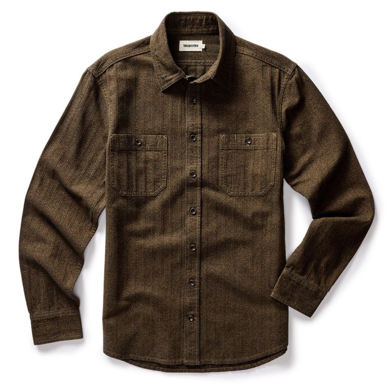 Vwsao Utility Shirt in Tarnished Brass Herringbone