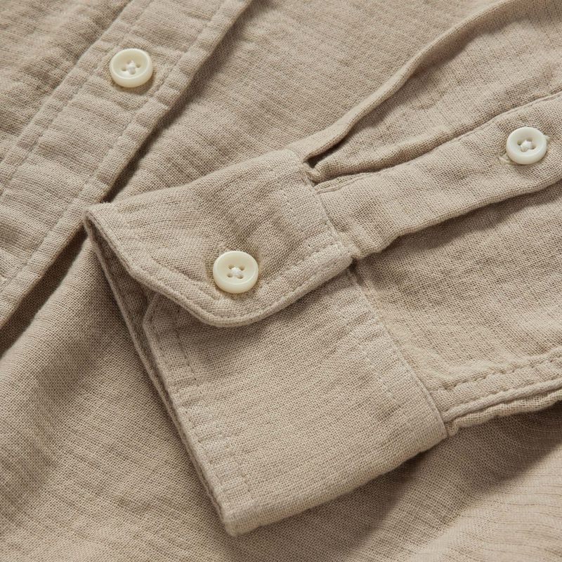Vwsao Utility Shirt in Stone Double Cloth