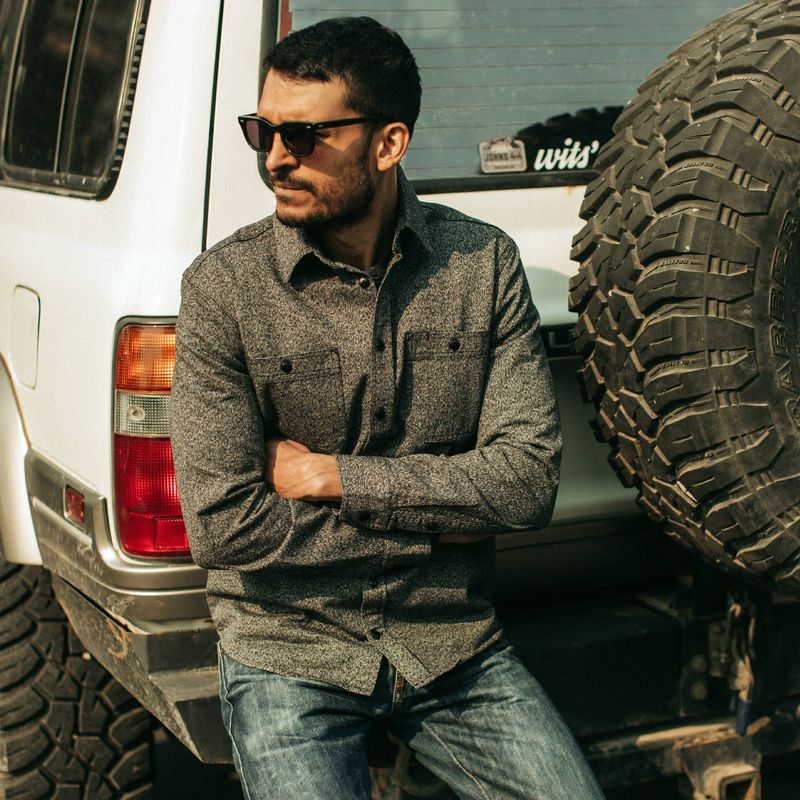 Vwsao Utility Shirt in Salt and Pepper Twill