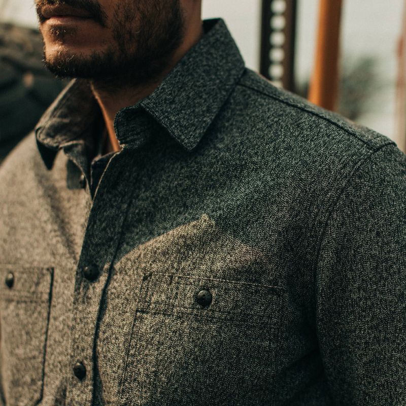 Vwsao Utility Shirt in Salt and Pepper Twill