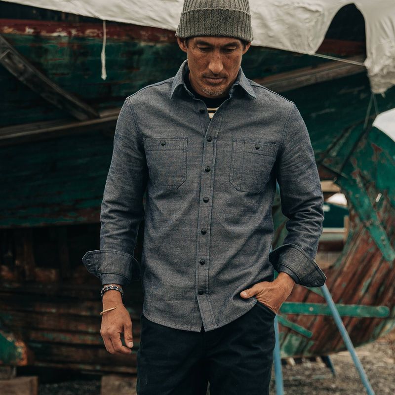 Vwsao Utility Shirt in Indigo Crosshatch