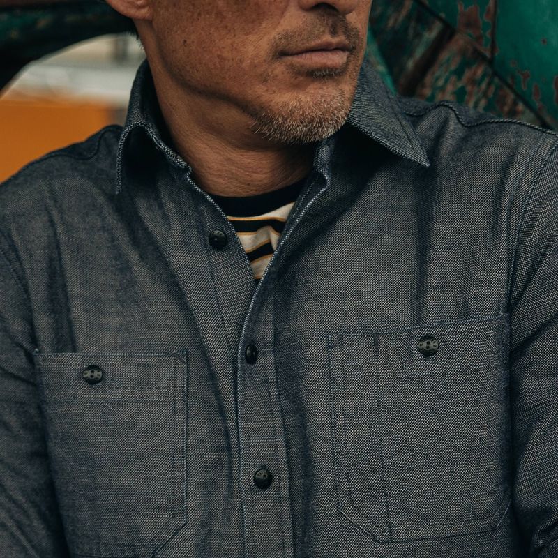 Vwsao Utility Shirt in Indigo Crosshatch