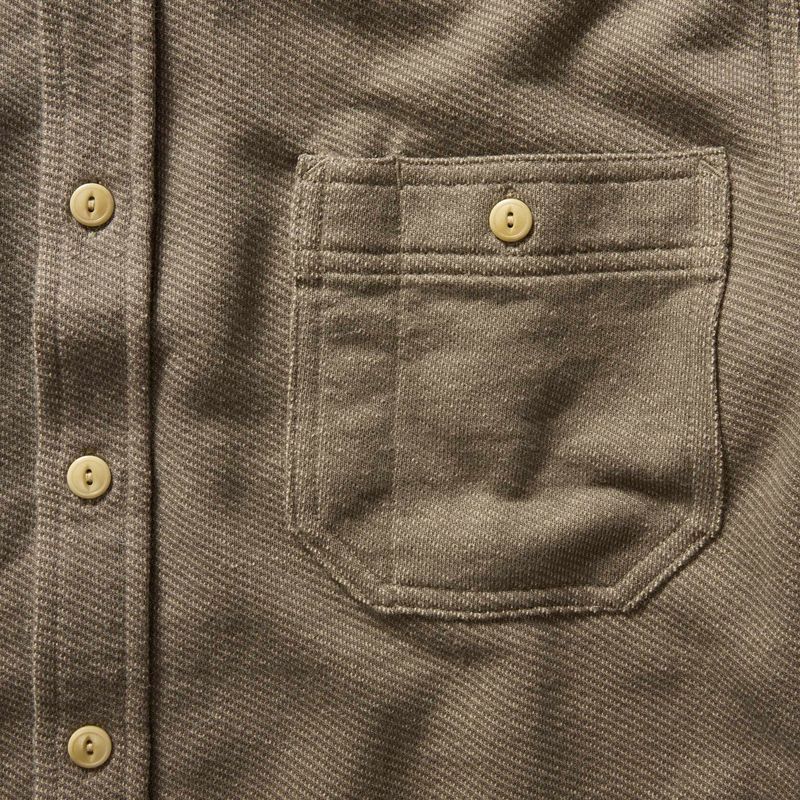 Vwsao Utility Shirt in Fatigue Olive French Terry Twill Knit