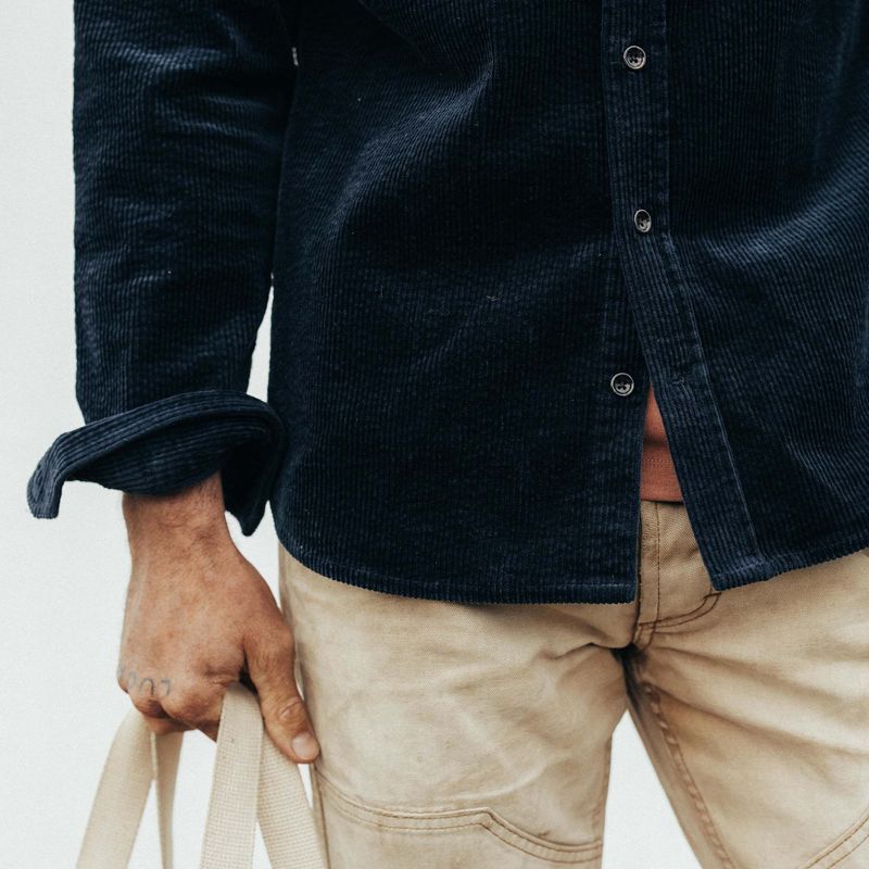 Vwsao Utility Shirt in Dark Navy Crepe Cord