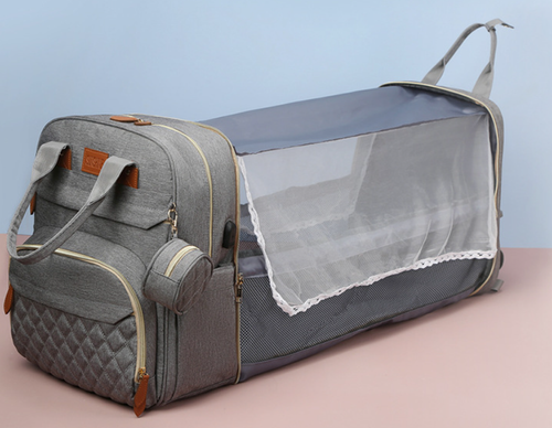 Multifunctional portable folding crib diaper bag, high-end backpack