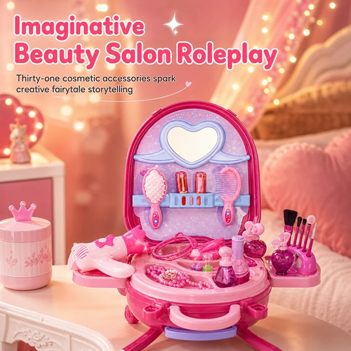 Makeup Vanity Suitcase – Portable Dress-Up Toy Set for Girls